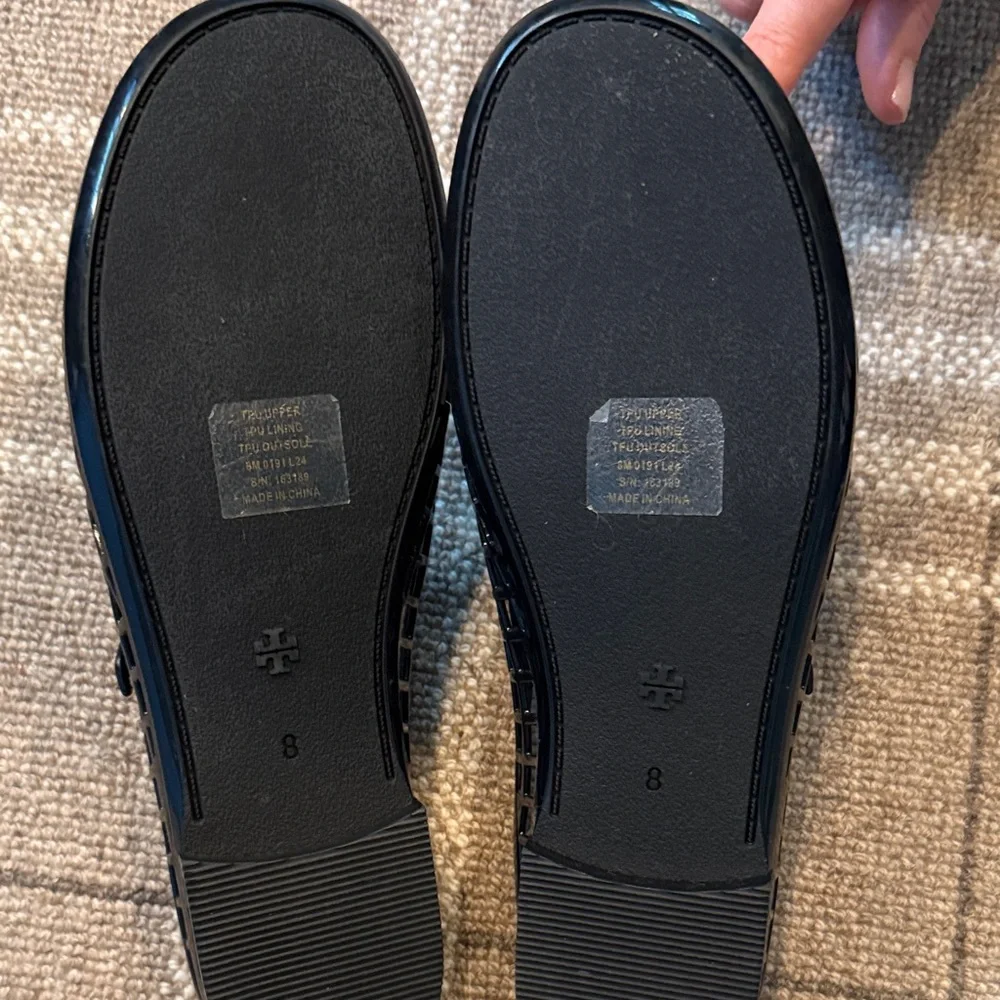 Tory Burch Black Lattice Flats with Gold Detail - Picture 5 of 5